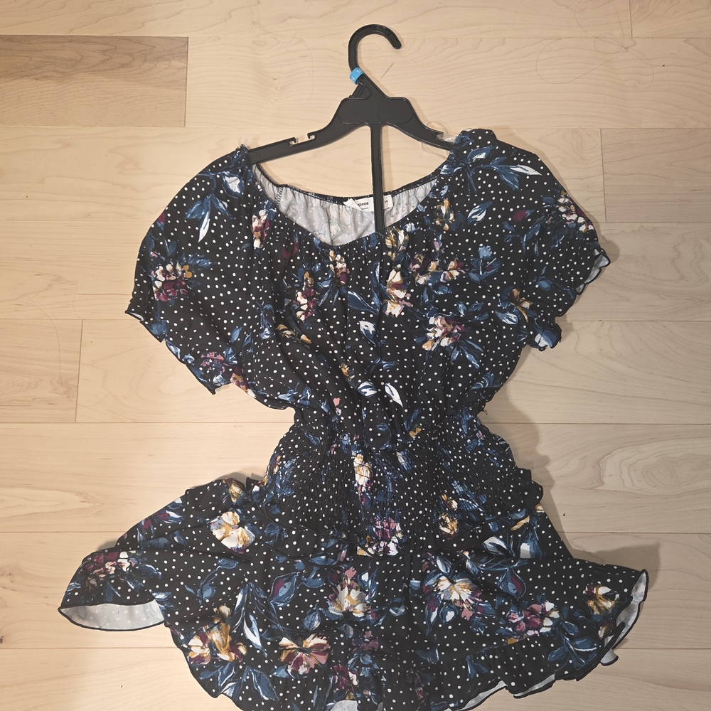 Beautees Black Floral Kids Matching Set